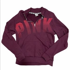 PINK Partial Zip Pullover Small